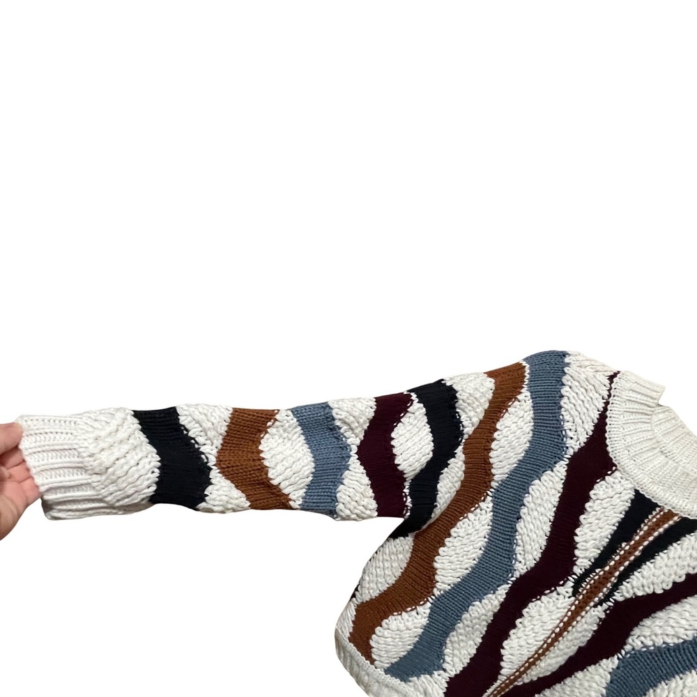 RYEGRASS Chunky Knit Cropped Sweater Retro‎ Geometric Pattern Pullover M - Picture 5 of 6